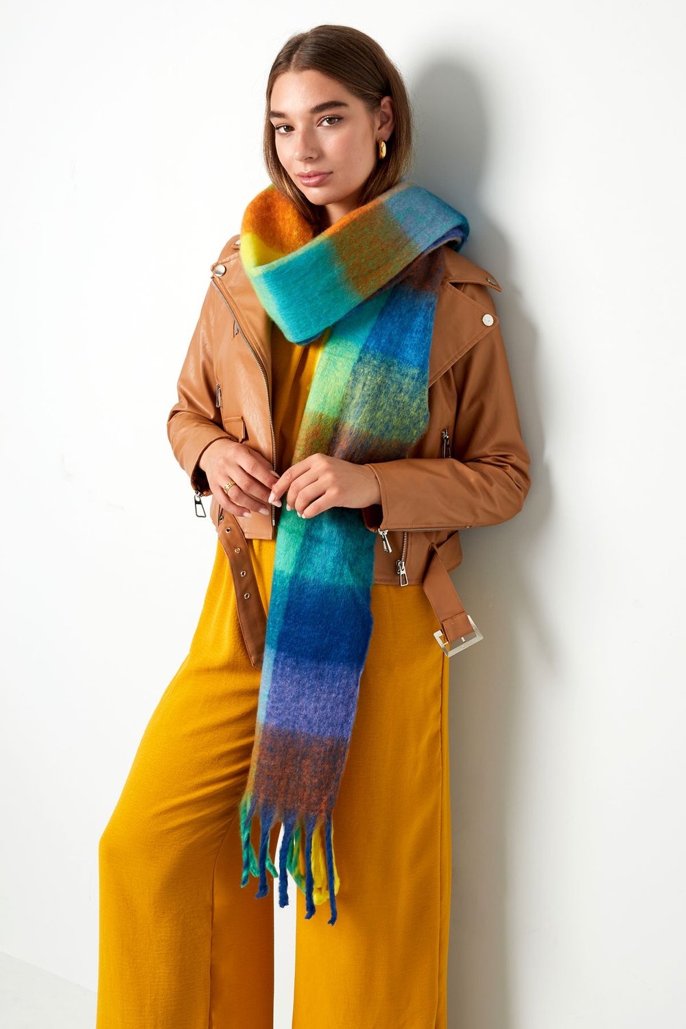 Winterschal karierte Farben Lila Polyester h5Bild4